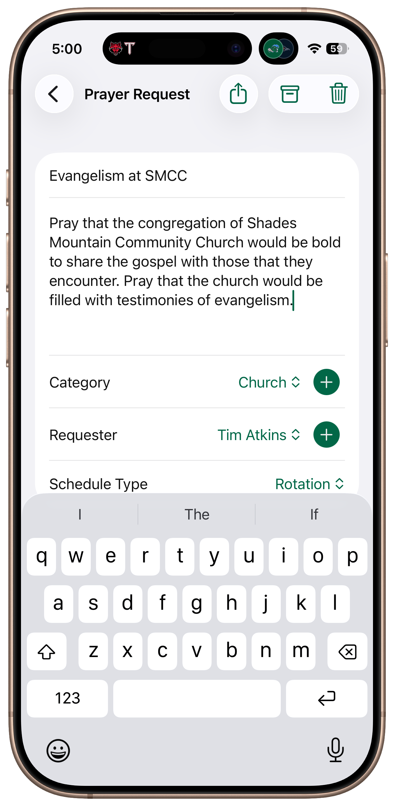 PrayerPlan+ app on iPhone